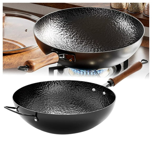 Uncoated pan made of pure iron, iron pan forged for kitchen, non-stick cooking experience, hand-forged for stirring, frying & grilling