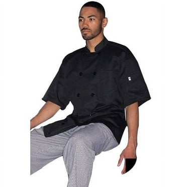 Uncommon Threads 0433P-0103 Unisex Veteran Chef Coat&#44; Black - Medium
