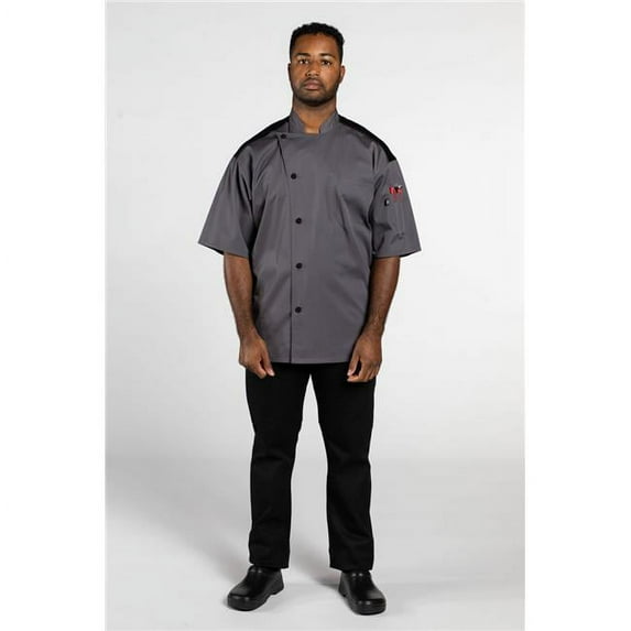 Uncommon Threads 0701-6403 Unisex Rogue Pro Vent Chef Coat with Mesh, Slate - Medium