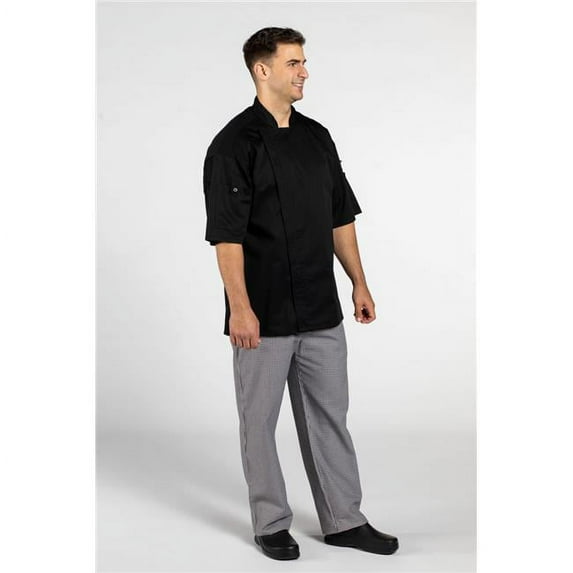 Uncommon Threads 0703-0103 Unisex Venture Pro Vent Chef Coat with Mesh, Black - Medium