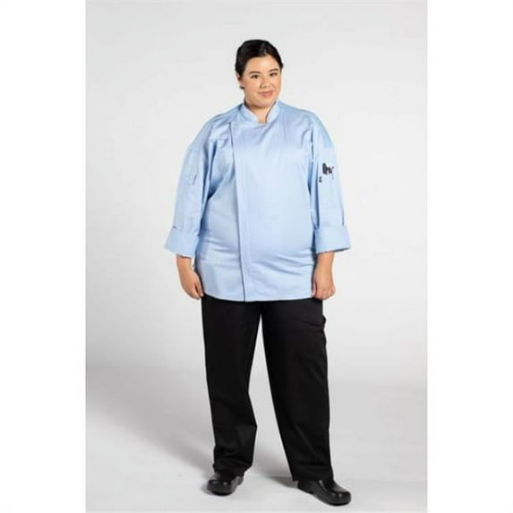 Uncommon Threads 0704-7706 Unisex Endeavor Pro Vent Chef Coat with Mesh, Sky Blue - Size 2XL