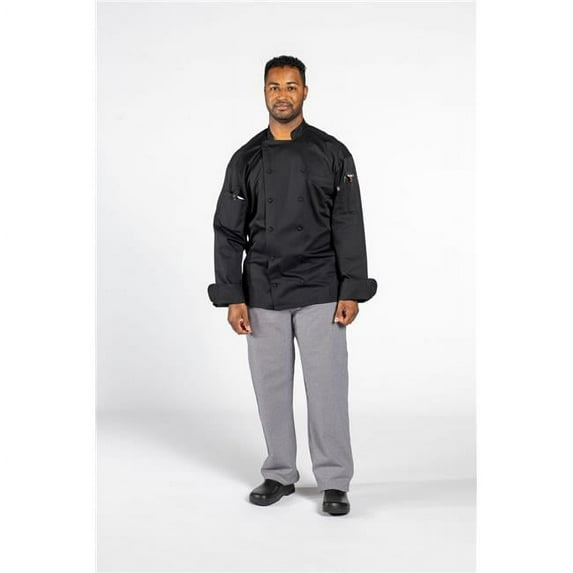 Uncommon Threads 0705-0102 Unisex Vigor Pro Vent Chef Coat with Mesh, Black - Small