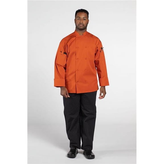 Uncommon Threads 0706-8001 Unisex Pulse Chef Coat, Orange - Extra Small