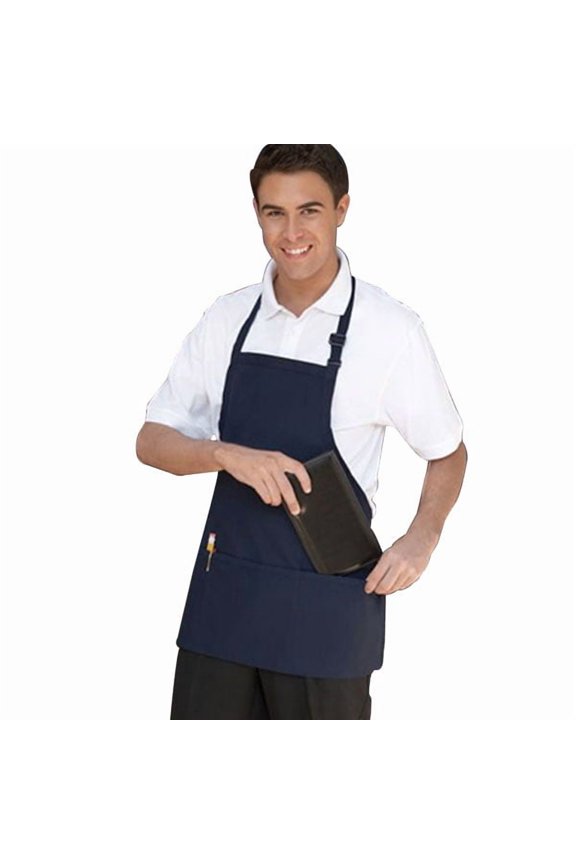 3011-1600 Ajustable Bib Apron 3 Section Pocket in Navy
