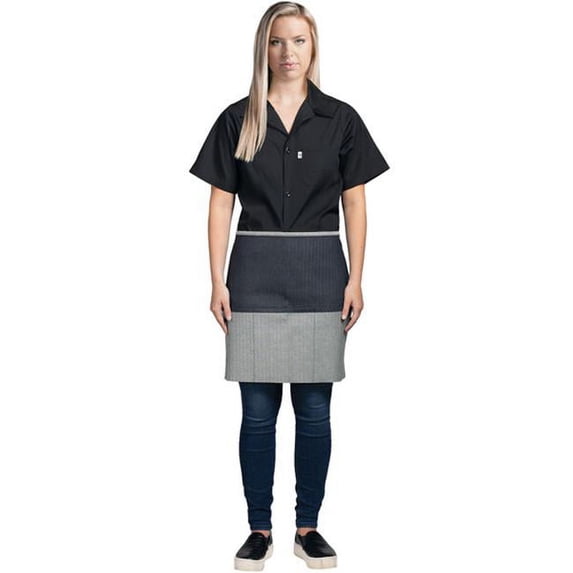 Uncommon Threads 3129-D300 18 x 22 in. Ardor Waist Apron, Gray - Zig Zag - Denim