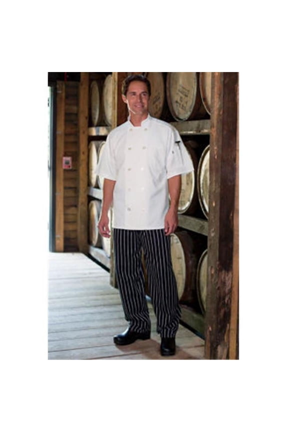 Classic Basic Baggy Chef Pant with 3'' Elastic Waist in Chalk Stripe - 4XLarge