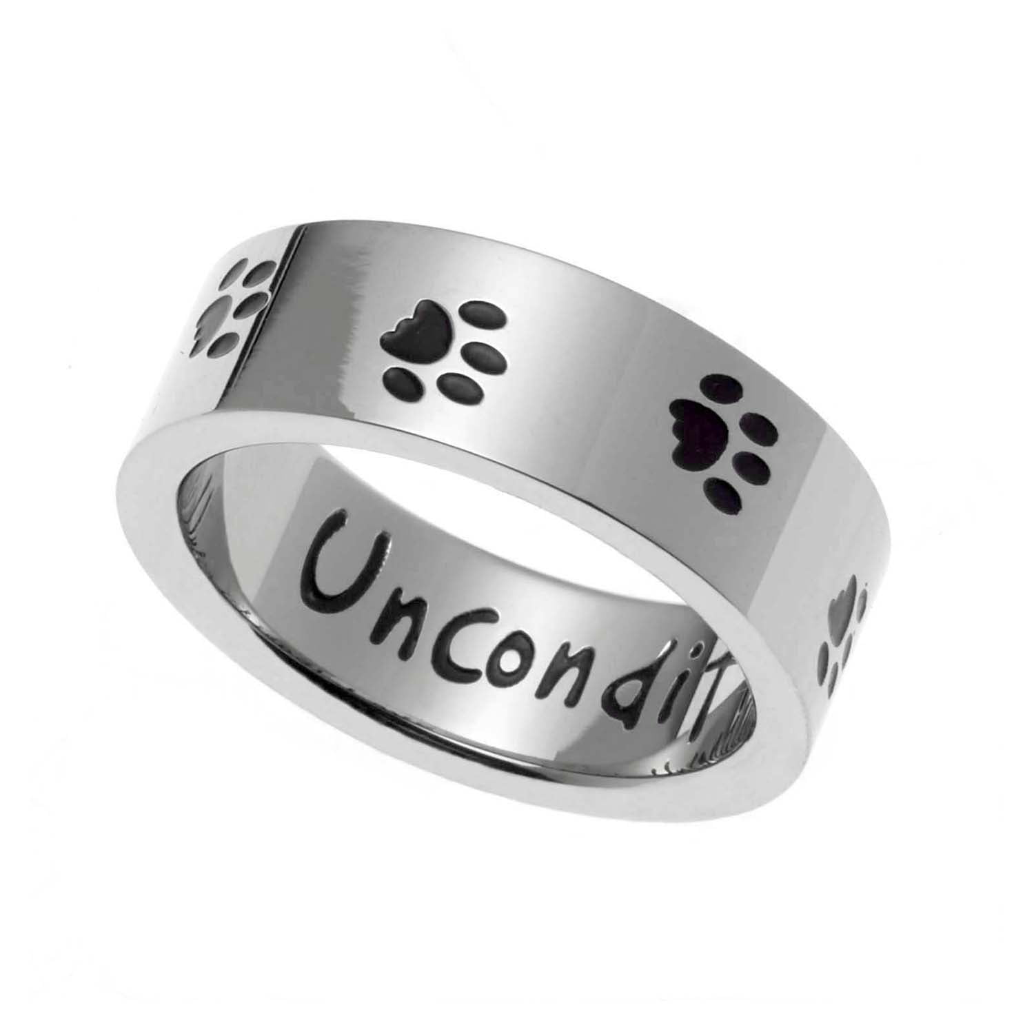 Locking Dog Rings Unconditional Love Dog Paw Print Ring - Pet Memorial Jewelry size 5 ...