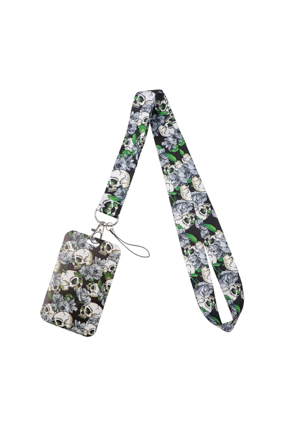 Unconventional Skull Crow Keychain Lanyard Heavy Duty Plastic Case For Student Badge Transport Card Organization