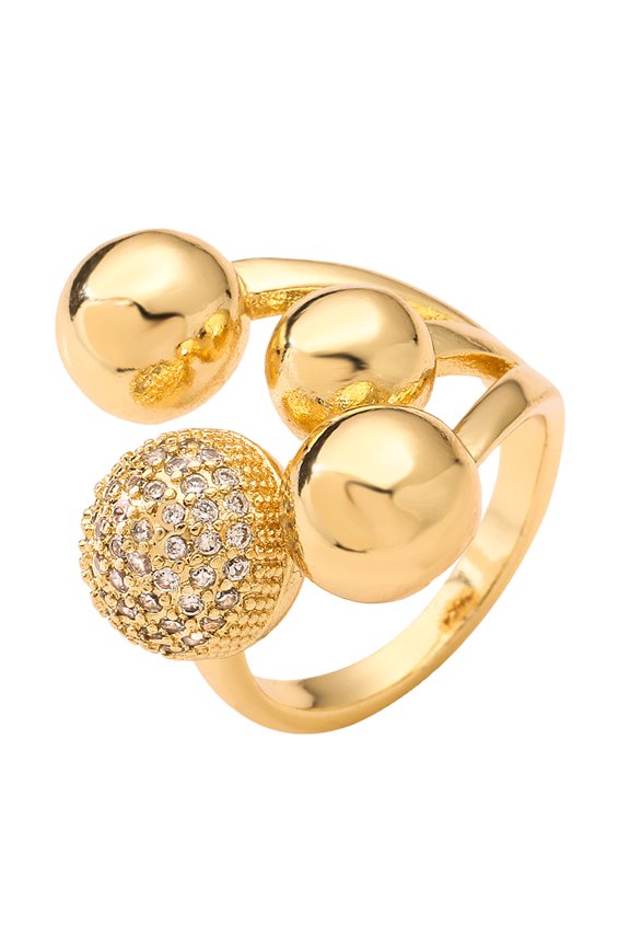 Unconventional Spherical Geometric Zircon Rings Silver Gold Double Tone Copper Jewelry Anniversary Birthday Gift For Her