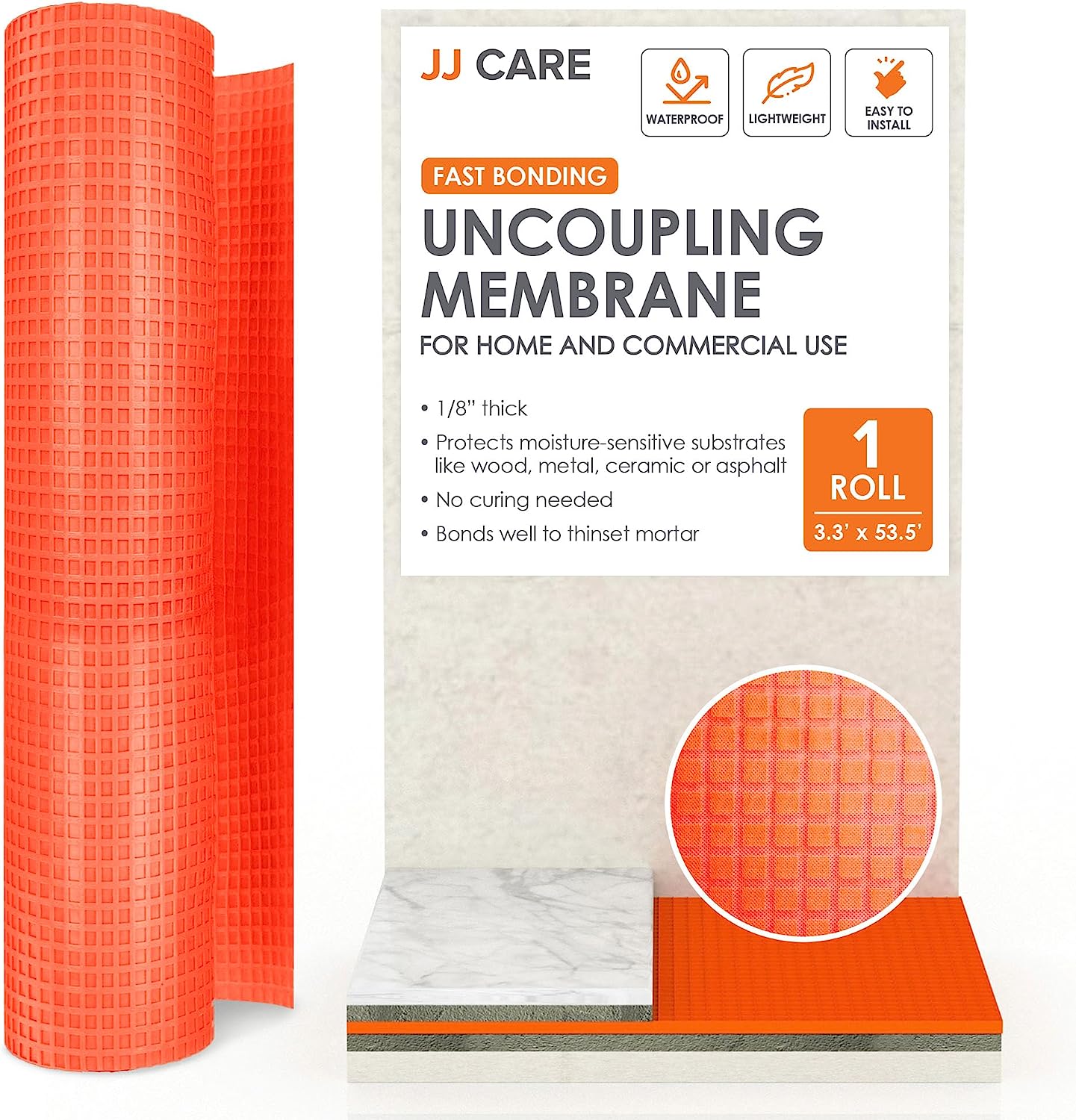 Uncoupling Membrane 1/8 Underlayment [3.3Ft X 53.5Ft / 175Sq Ft] Anti
