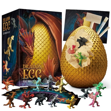 Piano Potato Jumbo Dragon Egg Dig Kit for Kids - 12 Pcs Dragon Toys Mining Kit - Egg Toy Excavation Kit - STEM Science Kit - Boy Toy Party Gifts for 6 -12 Year Old Boys & Girls