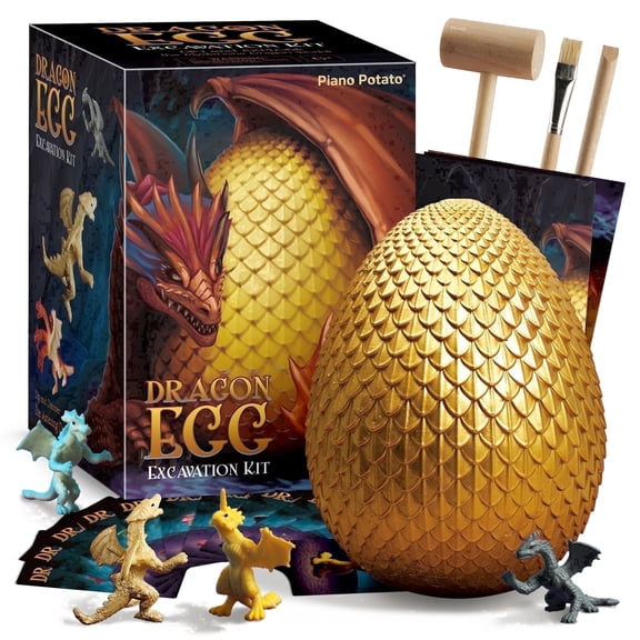 Piano Potato Jumbo Dragon Eggs Dig Kit - Dig Up 12 Unique Dragon Toys for Kids, Educational STEM Gift for Boys Girls Ages 6-12, Discover Paleontology and Archaeology