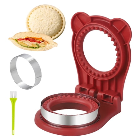 Uncrustable Sandwich Maker,Sandwiches Pocket Circle Shape 3.7Inch Sandwich Cutter and Sealer,Sandwich Cutter for Kids Breakfast and lunchboxes (RED)