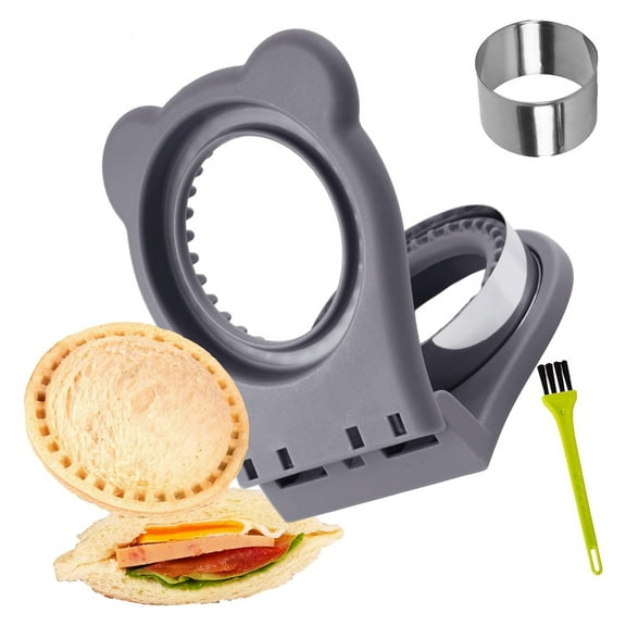 Crustless Sandwich Cutter, Uncrustables Sandwich Maker Sealer Cutter, PB&J Uncrustable Maker - Color Grey, Round Shape