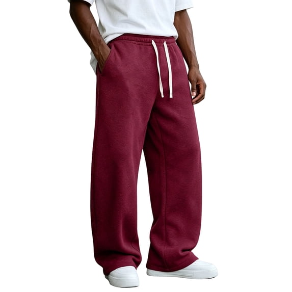 Uncuffed Baggy Sweatpants Men Vintage Comfort Drawstring Waist Jogging Slacks with Pockets Outdoor Travel