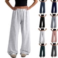 thumbnail image 1 of Uncuffed Pants for Women High Waisted Baggy Sweatpants Drawstring Elastic Waist Comfy Loose Fit Yoga Workout Long Trousers with Pockets Pink M, 1 of 7