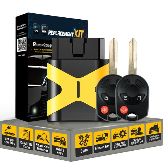 Uncut Car Key Fob 315MHZ and DIY Programmer for No Working Remote Replacement for 2007-2013 Ford Edge/2005-2012 Ford Escape/Explorer with FCC: OUCD6000022