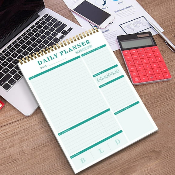 Undated Daily Planner Notepad - Twin-Wire Bound To Do List Notebook with PVC Cover for Office & School, Productivity Organizer (52 Sheets, 8.5x11 Inches, Lavender)