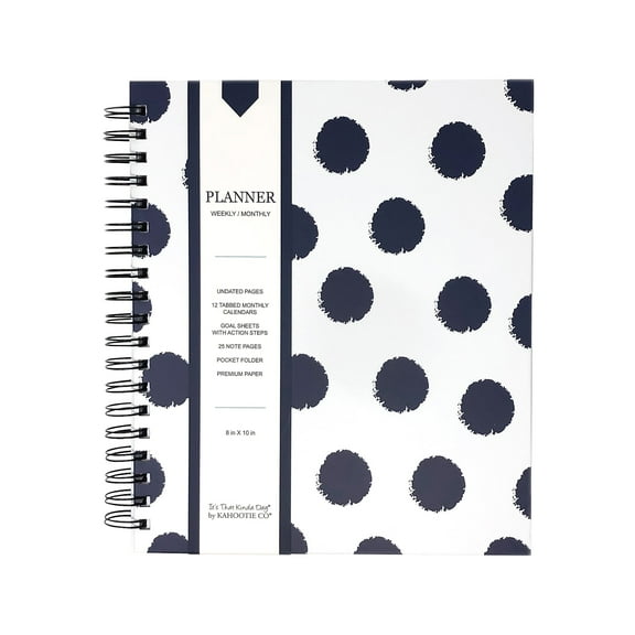 Undated Kahootie Co. 8" x 10" Planner It's That Kinda Day Navy Polka Dots (ITKLWNPD-H)