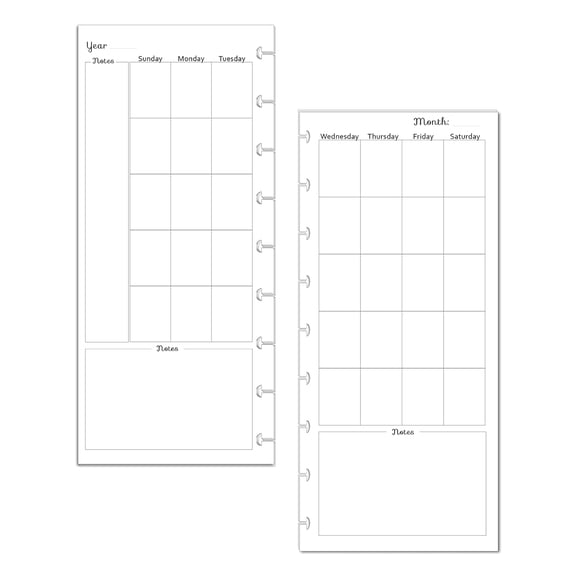 Undated Monthly Calendar Insert Fits 9-Disc Skinny Classic Happy Planners (Love)
