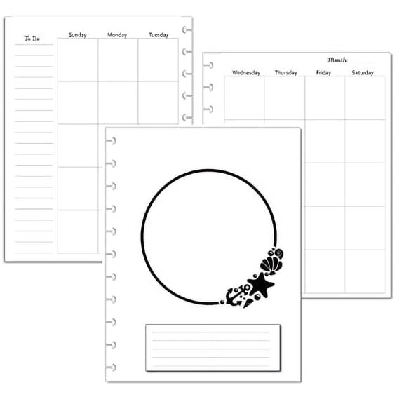 Undated Monthly Calendar Refills for 11 Disc Planners (Shell)