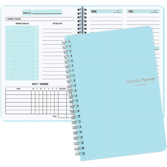 Undated Planner - Weekly Planner Daily Planner Undated, 52 Weeks Planner Notebook, 5.7” x 8.0” Monthly Weekly Planning Agenda, Easily Organize Daily Tasks for Effective Life - Sky Blue