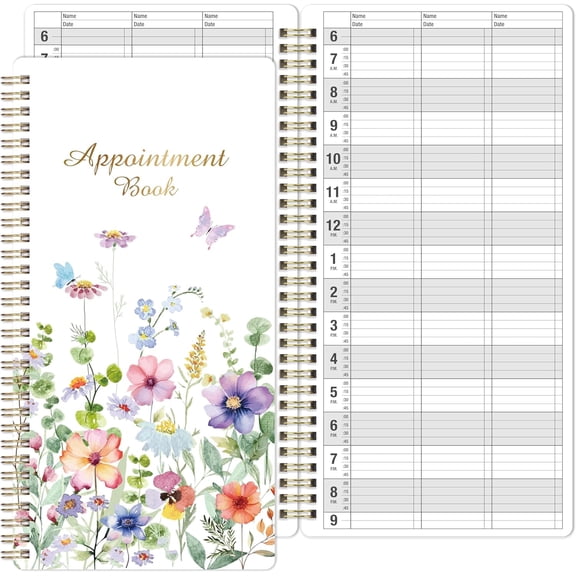 Undated Salon Appointment Book, Daily & Hourly Schedule Planner, 6 AM to 9 PM with 15 Minute Intervals, 200 Pages, 3 Columns, 6 x 11.5 Inches, Twin-Wire Hardcover Binding