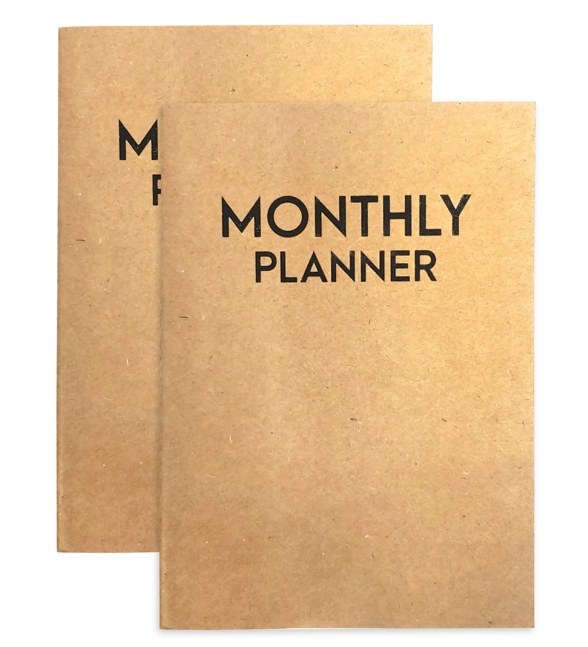 Undated Small Monthly Planner - Blank Calendar Book and Organizers 5.5 x 4.25 Inches, 2 Pack - Kraft
