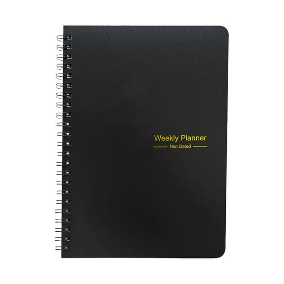 Undated Weekly Planner, 52 Weeks Daily Planner with Notes and Doodles, To Do List Notebook for Work, Planner Notebook for Home Office College, Schedule Planner, Twin-Wire Binding, Black