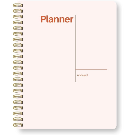 Undated Weekly Planner, 8.5" x 11", Dashboard Layout with Yearly Review, Monthly Calendars, & Weekly To Do List, Spiral Bound Organizer for Work, Study & Life (Blush White)