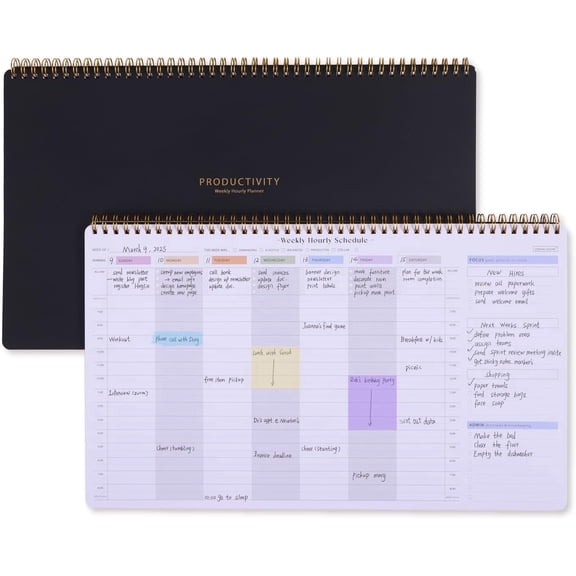 Undated Weekly Planner with Hourly Schedule - 54 Sheets Large Desk Appointment Book Is Great for Appointment-Based Jobs Like Real Estate, Personal Training, Photography, Students and Teachers