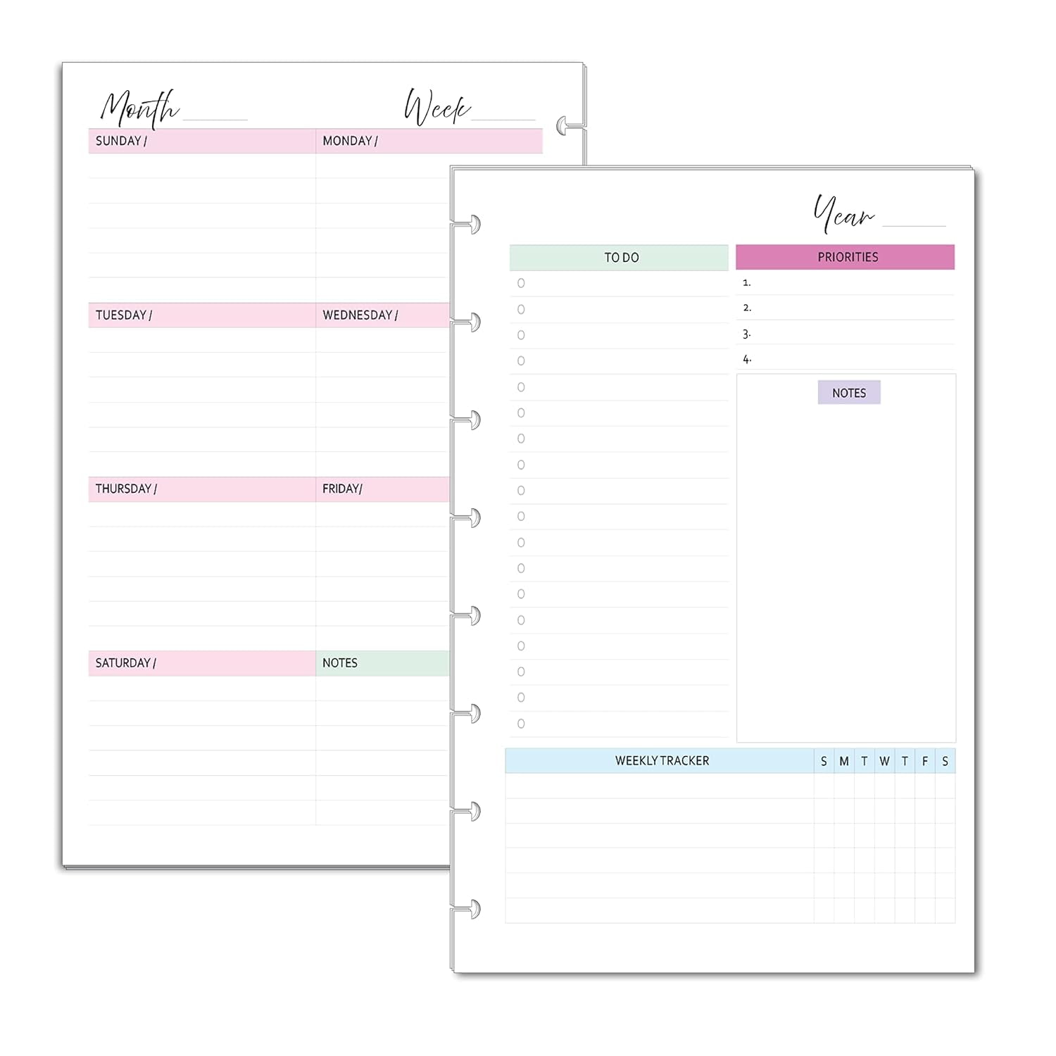 undated-weekly-planner-inserts-fits-8-disc-junior-half-letter-size-discbound-planers-calendar-refills-weekly-calendar-inserts-undated-weekly-planner-8-disc-half-letter-walmart-com