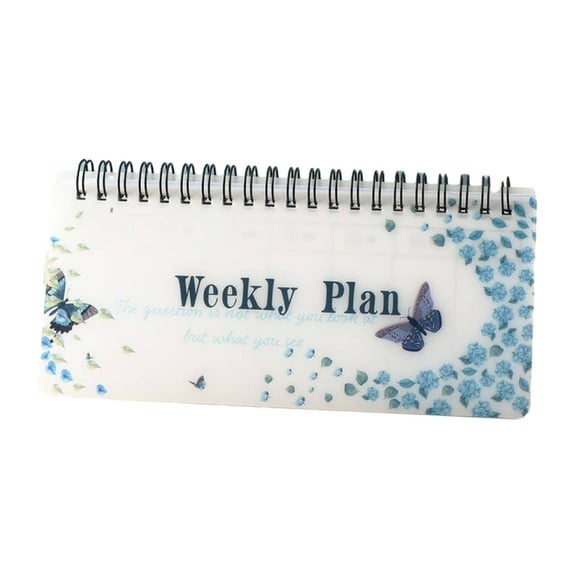 Undated Weekly Planner Notebook Twin-coil Binding Planner Tearable Page 360 Vertical Flip for Student Teacher, 7.5x3in