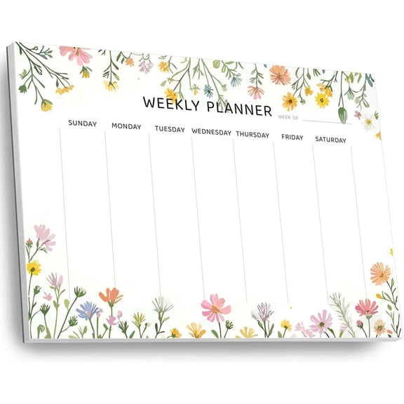 Undated Weekly Planner Notepad, 52 Sheet -Off Weekly Notepad, Desk Planner Pad Calendar, Blank Calendar for Daily Habit /Menu Planning(8.26"x11,69")
