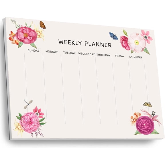 Undated Weekly Planner Notepad, 52 Sheet -Off Weekly Notepad, Desk Planner Pad Calendar, Blank Calendar for Daily Habit /Menu Planning(8.26"x11,69")