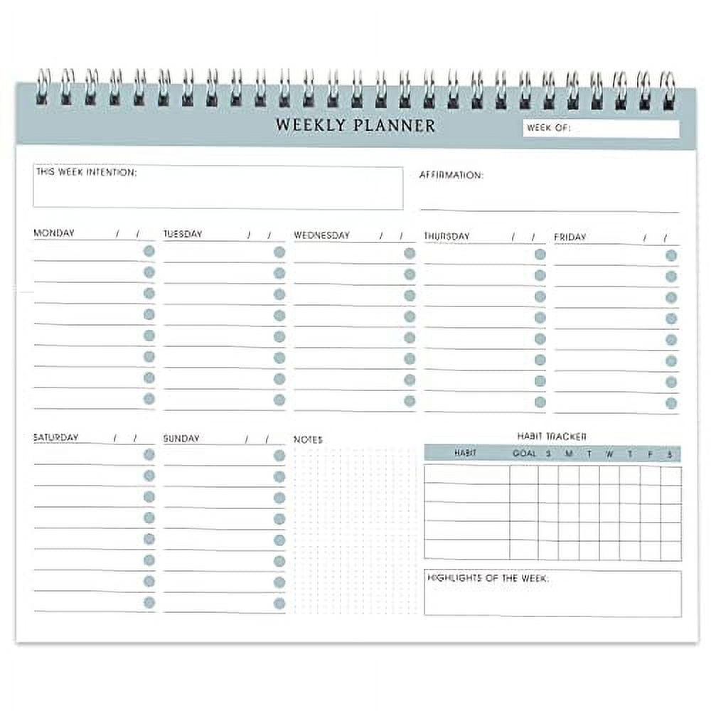 Undated Weekly Planner Notepad - Spiral To do Planner, Schedule Planner ...