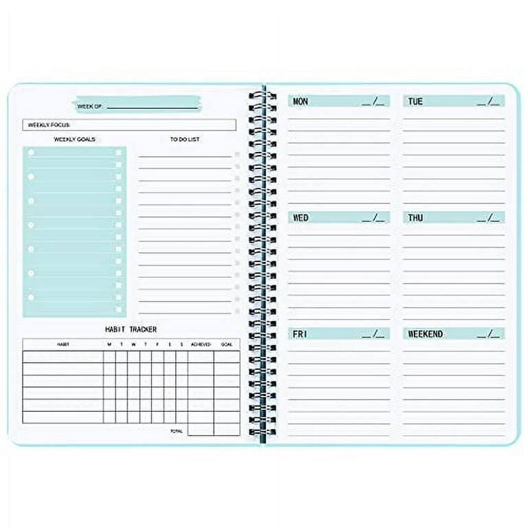Undated Weekly Planner- Weekly Goals Notebook, A5 To Do List Planner with  Spiral Binding, Weekly Goal Planner, 5.7 x 8.0 inches 