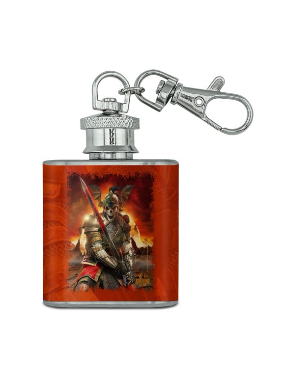 Undead Skeleton Knight Warrior Fantasy Stainless Steel 1oz Mini Flask Key Chain