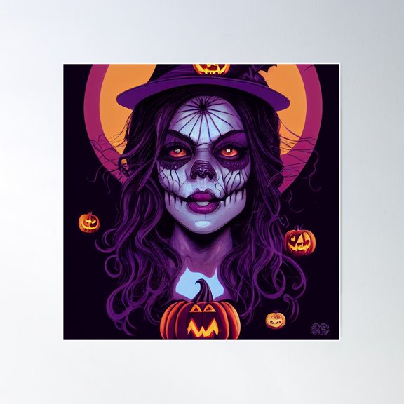 Undead Spider Witch Poster Wall Art, Modern Wall Decor For Living Room Bedroom, 24x24 UNFRAMED