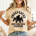 thumbnail image 1 of Undefeated Hide and Seek Champion Shirt, Funny Bigfoot Sasquatch Shirt, Men's And Women's Graphic Tee 100% Cotton by TBun, Full Sizes S-5XL, 1 of 5