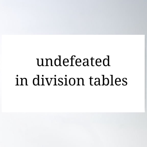 Undefeated In Division Times Tables Poster Wall Art, Modern Wall Decor For Living Room Bedroom, 24x36 UNFRAMED