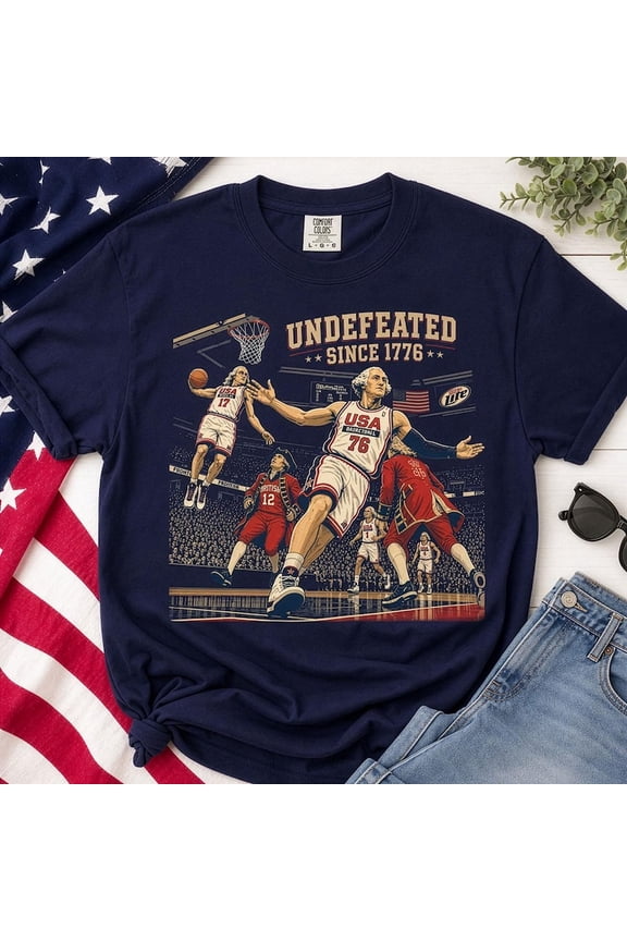 Undefeated Since 1776 T-Shirt, Funny George Washington Basketball Tee, 4th of July Patriotic Shirt, America Founding Fathers Meme, Independence Day Gift