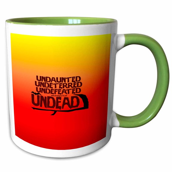 3drose, Undefeated Undead on Redorange, 15oz Two-tone Green Mug