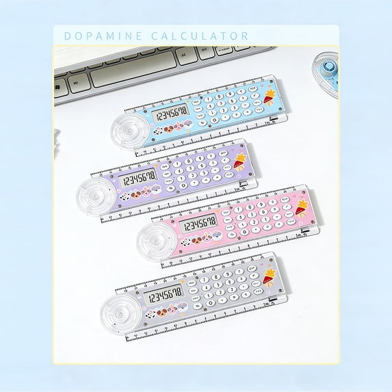 Under $1 Basic Calculator 2-in-1 Ruler 8-Digit Portable Multifunctional Straight Measure for Office Home College by Xuniizn