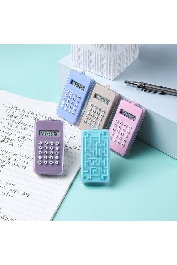 Under $1 Basic Calculator Maze Game Keychain Mini Cute Portable Handheld 8-Digit for Office Home College Teens by Xuniizn