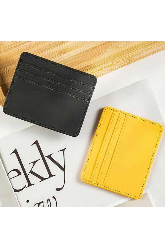 Under $1 Card Holder, Slim Rfid Blocking Credit Card Holder, Minimalist Leather Wallet for Travel, Card Organizer Pouch, Black, by Goohae