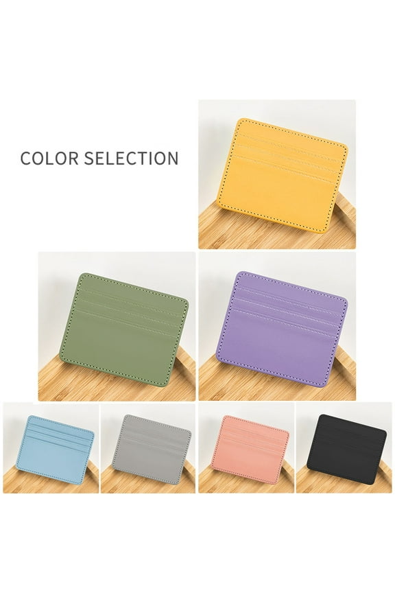 Under $1 Card Holder, Slim Rfid Blocking Credit Card Holder, Minimalist Leather Wallet for Travel, Card Organizer Pouch, Blue, by Goohae