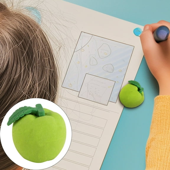 Under $1 Cartoon Erasers, Fruit-Shaped Erasers - Mini Rubber Erasers Set for Smooth Writing Correction (10-Pack), Cute Erasers, Green, By Goohae