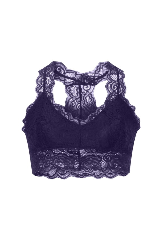 Under$1 Rciityk Lace Bralette for Women Plus Size Floral Lace Racerback Breathable Crop Wirefree Bra V Neck No Underwire Comfort Bras
