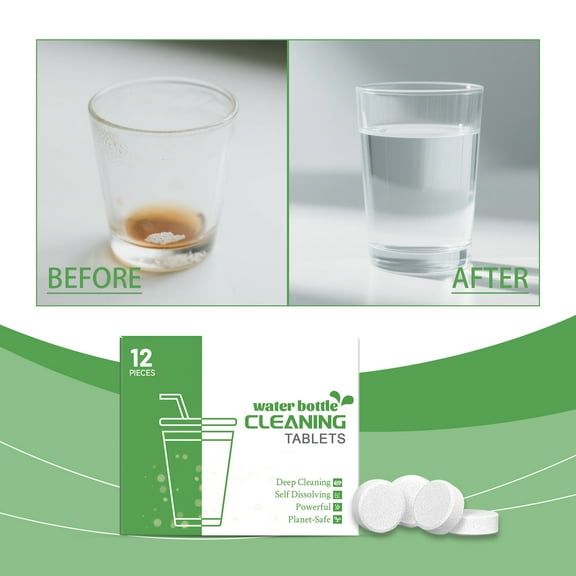 Under$1! Danhjin Water Bottle Cleaner Tablets, Odorless Cleaner for Hydration Bladders, Clean Stainless Steel, Tumbler, Insulated and Reusable Water Bottles
